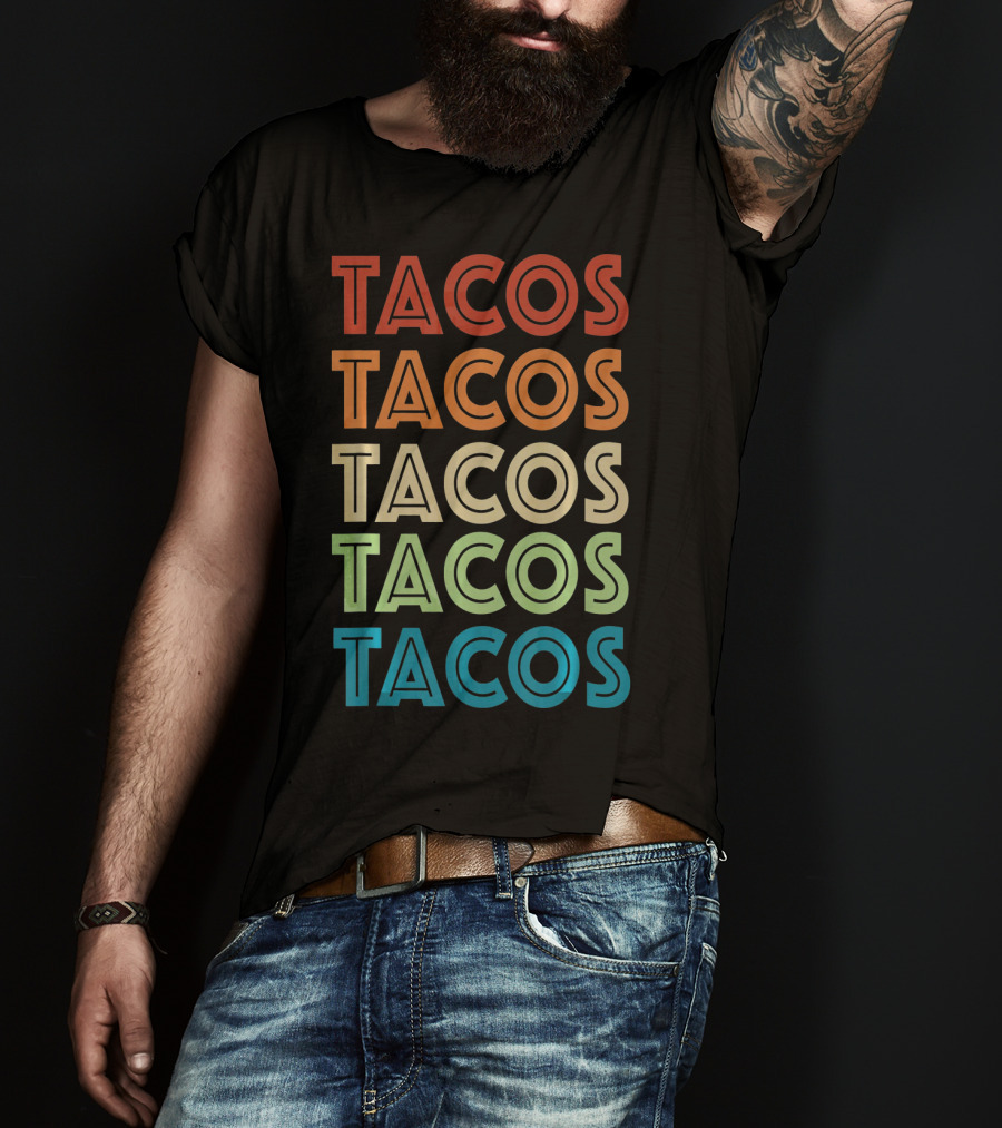 Vintage Tacos Cinco De Mayo Colorful Typography T-Shirt