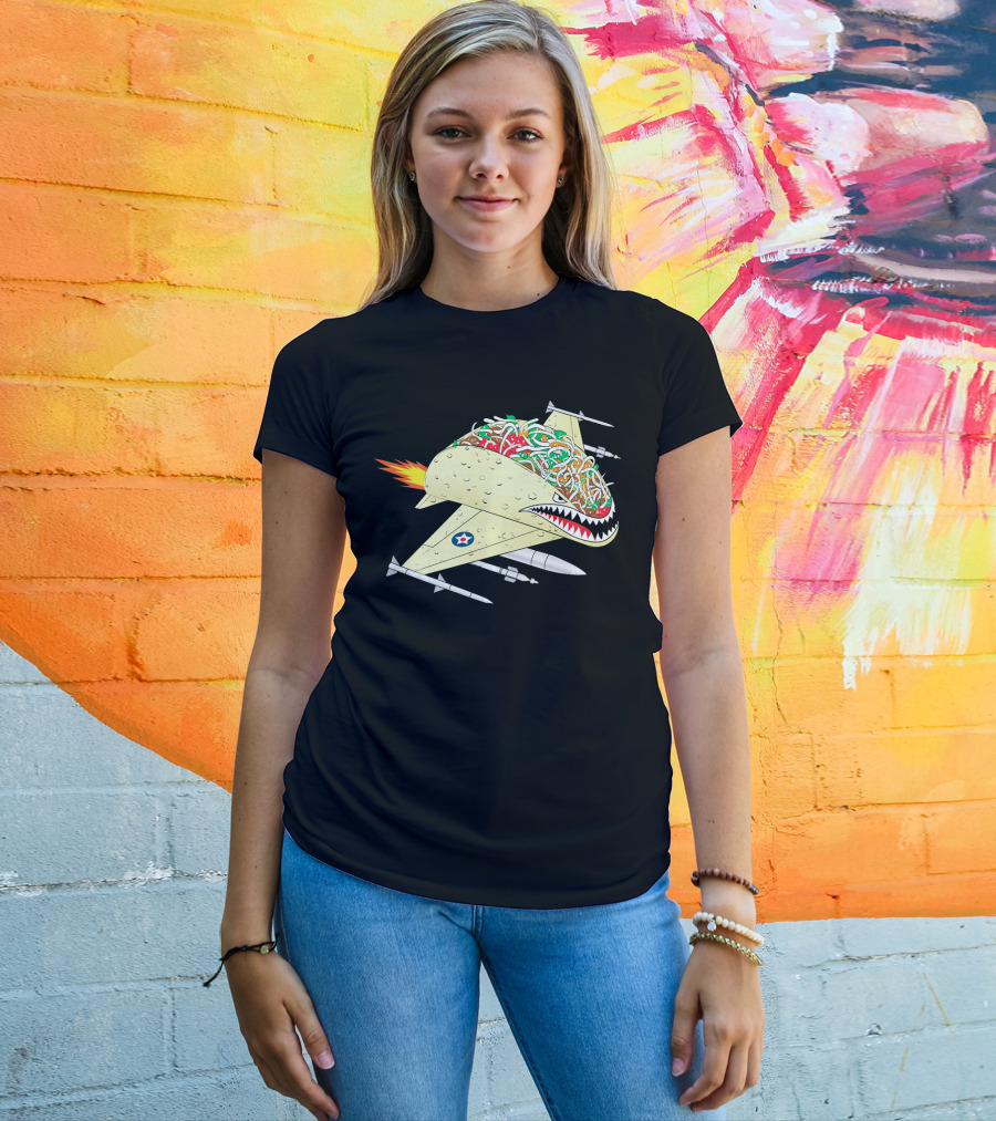 Taco Fighter Jet Air Force Military Shark T-Shirt