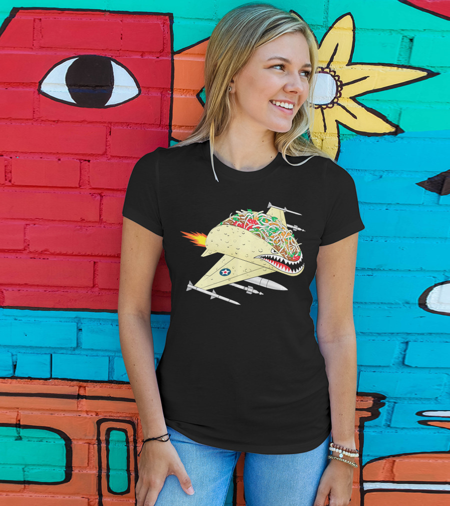 Taco Fighter Jet Air Force Military Shark T-Shirt