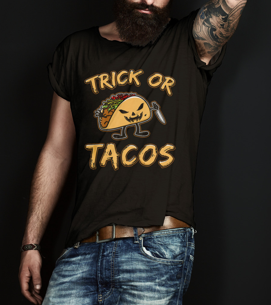 Trick Or Tacos Halloween Cute Jack-O-Lantern Taco Character T-Shirt