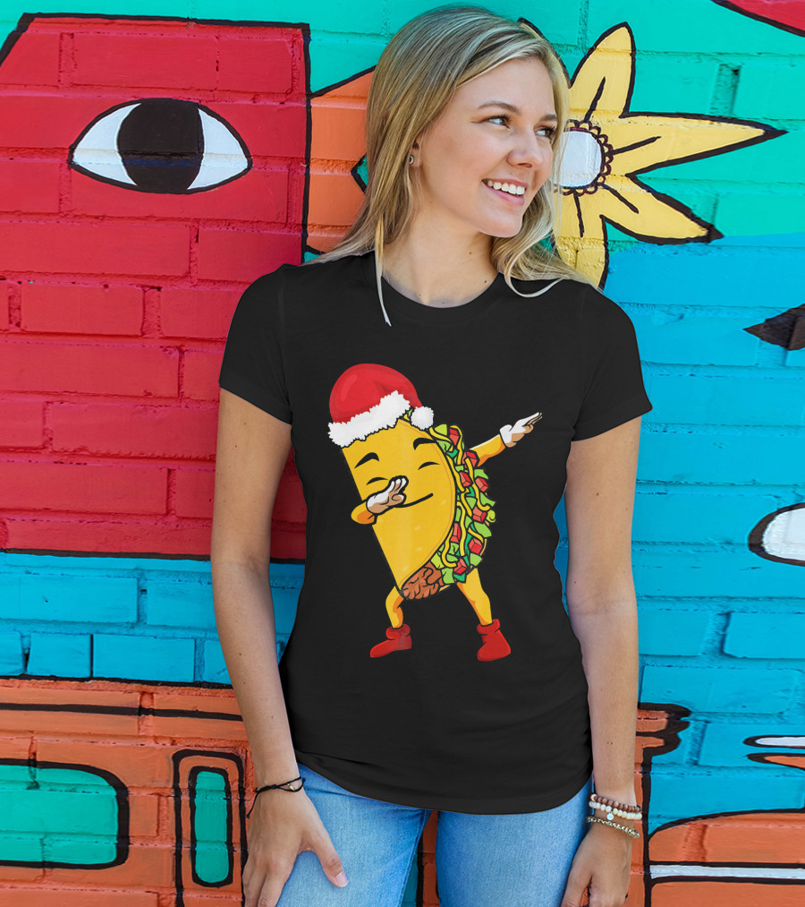 Funny Taco Santa Dabbing Christmas Matcher T-Shirt
