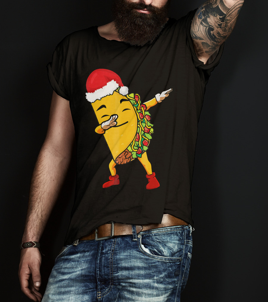 Funny Taco Santa Dabbing Christmas Matcher T-Shirt