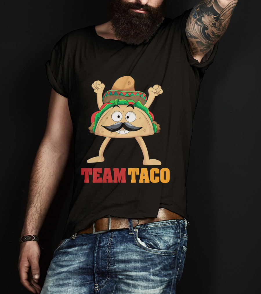 Team Taco Cartoon Mustache Sombrero Enthusiastic T-Shirt