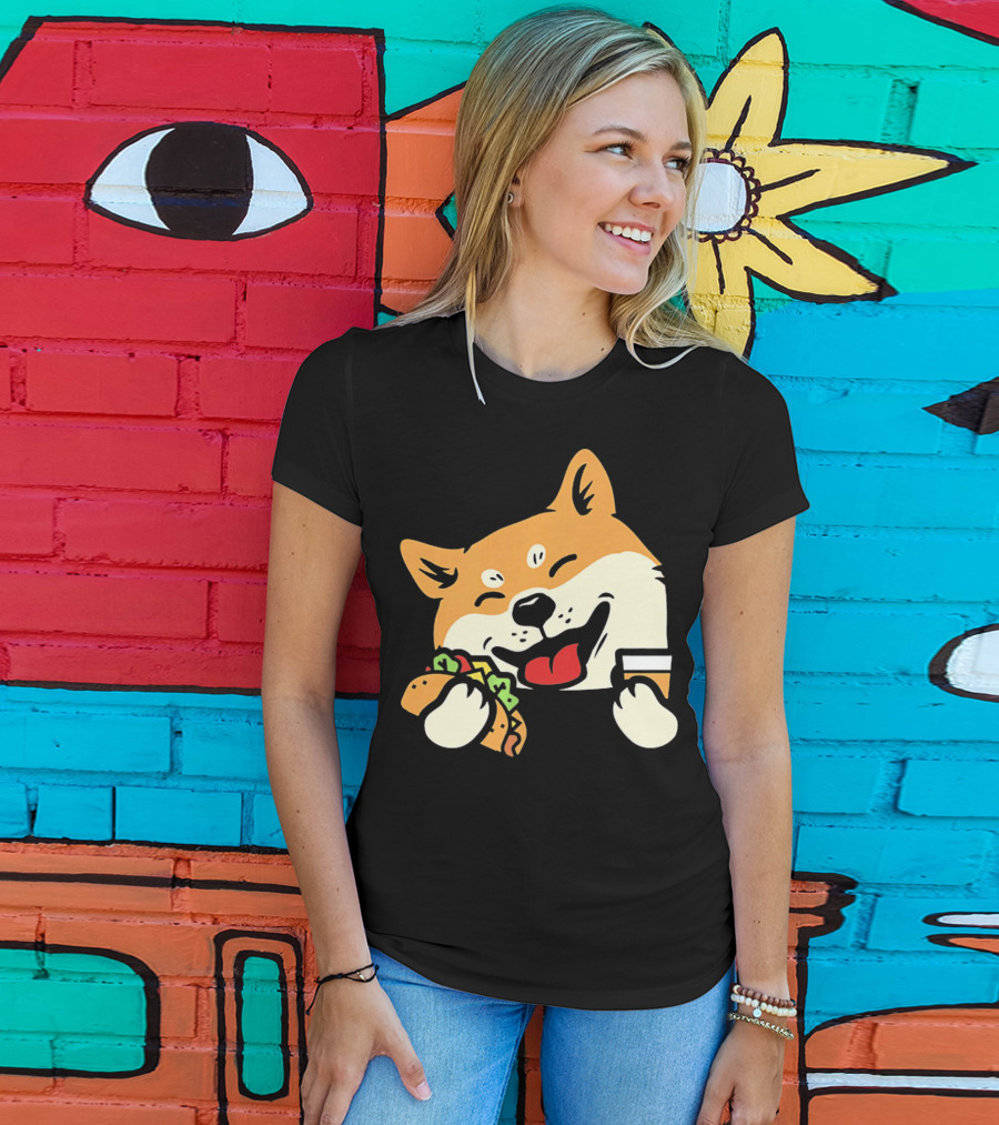 Cute Shiba Inu Taco Pocket Cinco De Mayo T-Shirt
