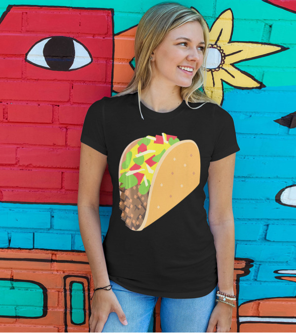 Emoji Taco Tuesday Mexican Tex Mex Torti Pixelated T-Shirt