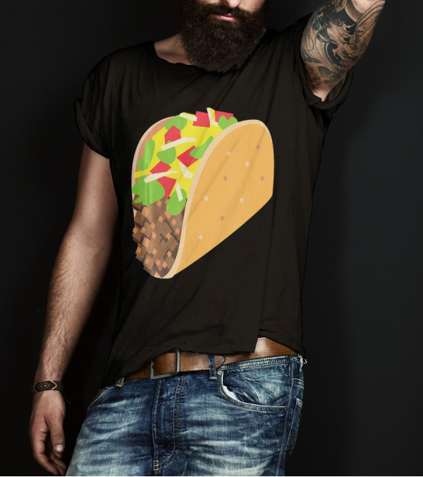 Emoji Taco Tuesday Mexican Tex Mex Torti Pixelated T-Shirt