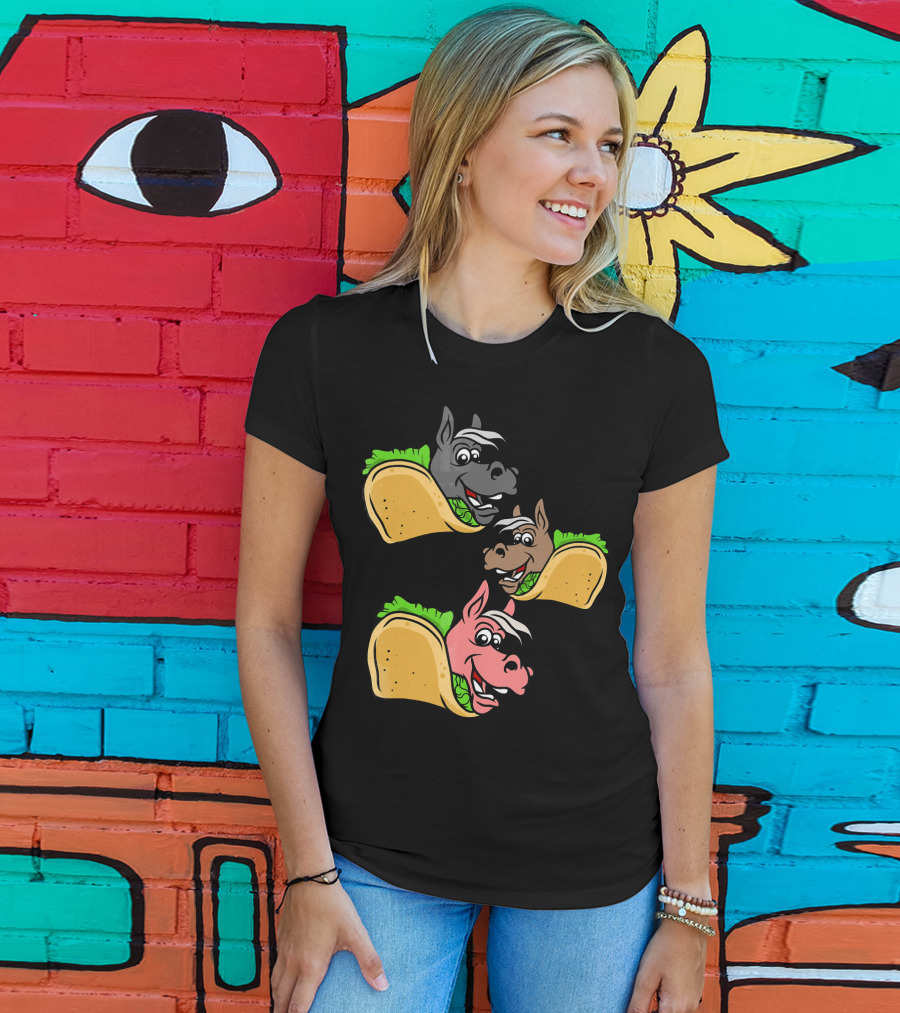 Horses And Tacos Trio Fun Faces T-Shirt