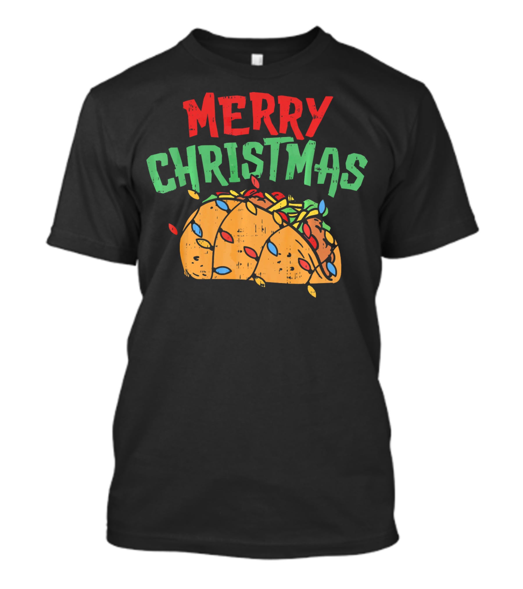 Merry Christmas Taco Mexican Lover Festive Lights T-Shirt