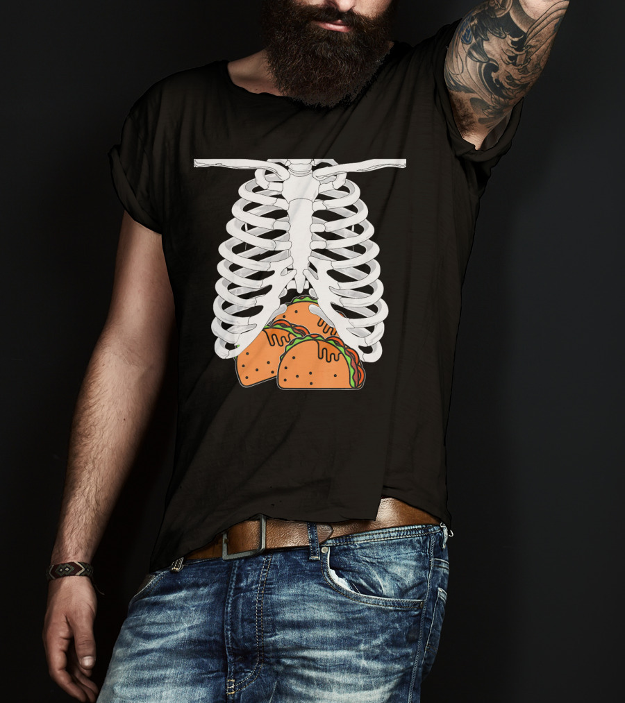 Halloween Taco Lover Skeleton Rib Cage Food Humor T-Shirt