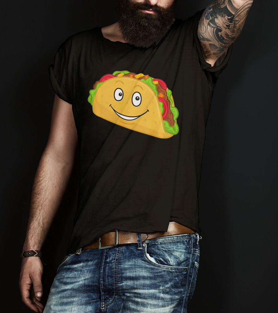 Happy Taco Snack Emoticon Face T-Shirt