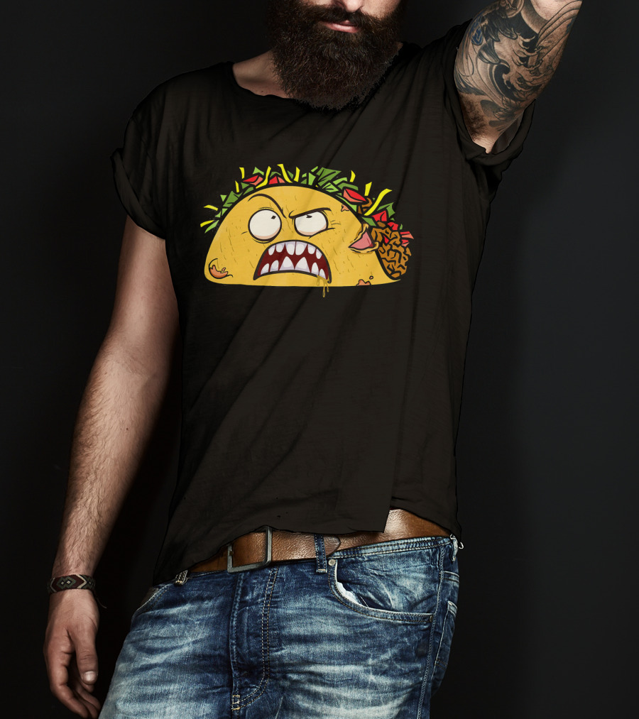 Funny Scary Zombie Tacos Face T-Shirt