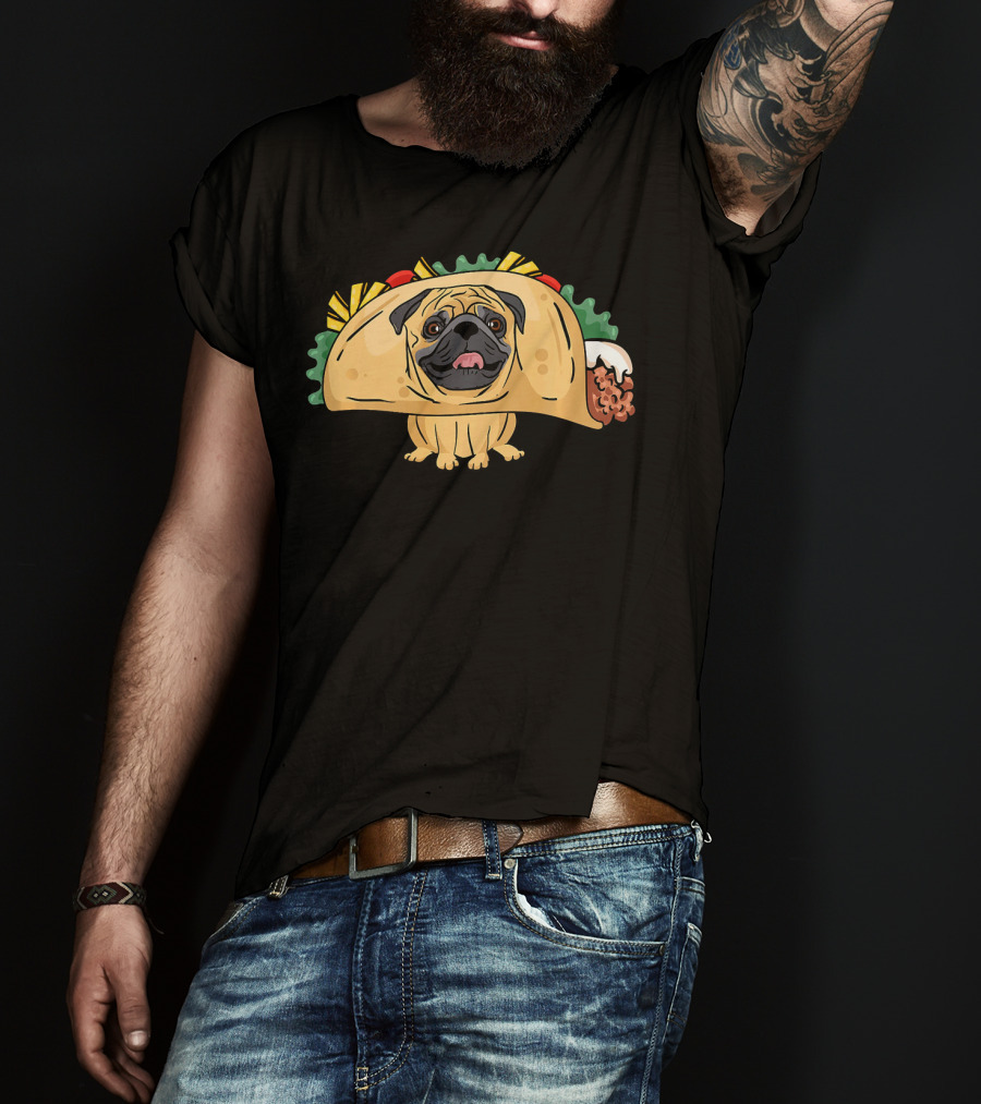 Funny Pug Taco Life Dog Fusion Humor T-Shirt