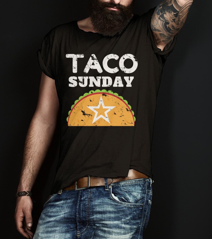 Taco Sunday With Star Inside Crunchy Shell Ribbed Edge T-Shirt