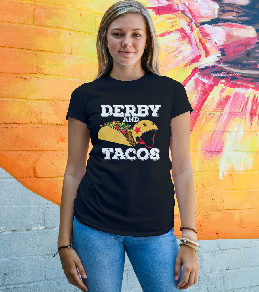 Derby And Tacos Helmet With Star And Taco Filling T-Shirt