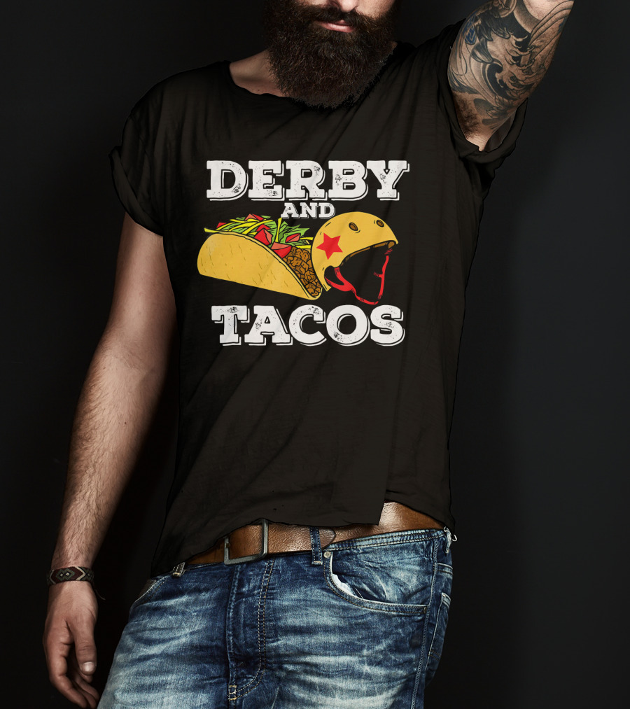Derby And Tacos Helmet With Star And Taco Filling T-Shirt