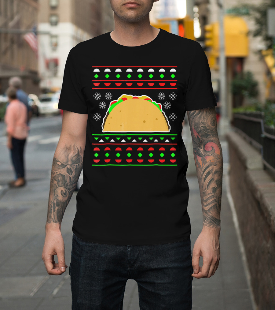 Taco Ugly Christmas Sweater Merry T-Shirt