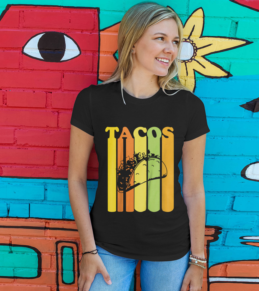 Tacos Retro Vintage Stripes Kids Novelty T-Shirt