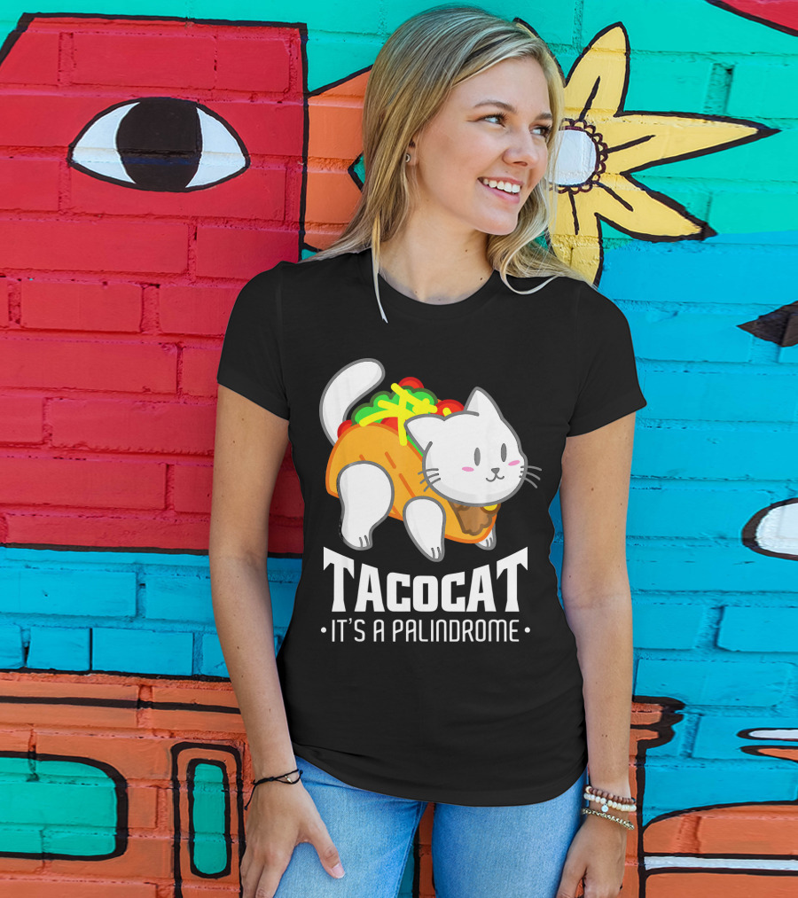 Tacocat It's A Palindrome Cute Funny Taco Cat Lover T-Shirt