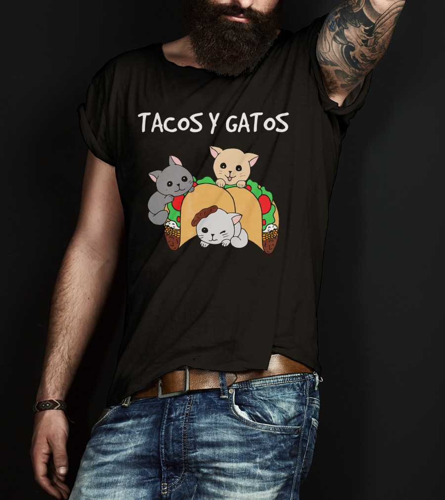 Tacos Y Gatos Cute Funny Cats In Tacos T-Shirt