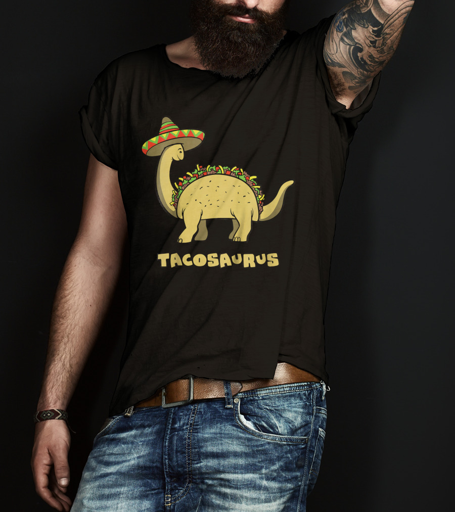 Kids Funny Tacosaurus Dinosaur With Sombrero Hat T-Shirt