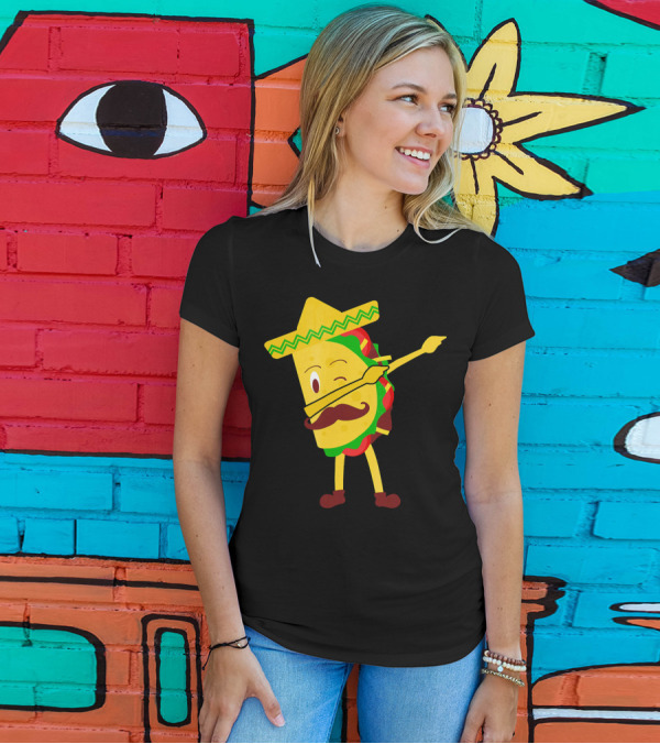 Taco Taco Lover Dabbing Sombrero Mustache T-Shirt