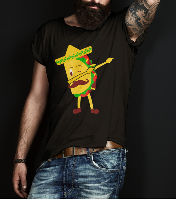 Taco Taco Lover Dabbing Sombrero Mustache T-Shirt