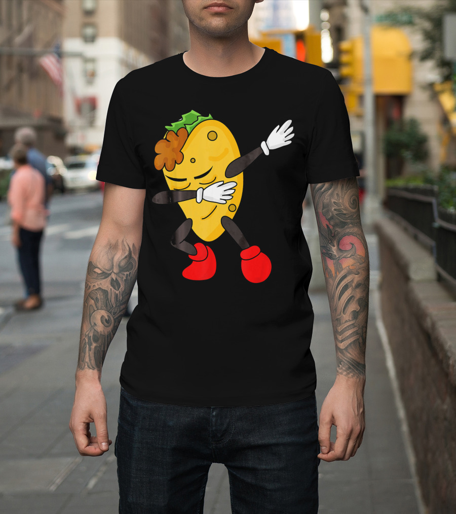 Dabbing Taco Funny Taco Lover Character With Red Shoes T-Shirt