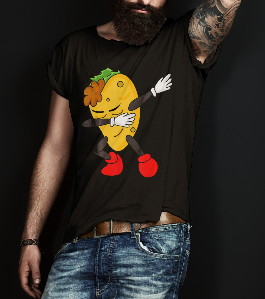 Dabbing Taco Funny Taco Lover Character With Red Shoes T-Shirt