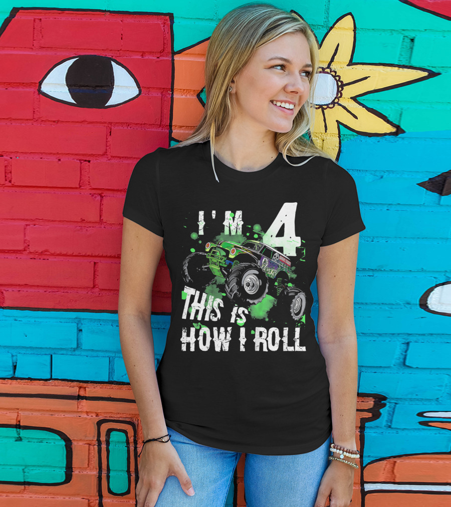 I'm 4 This Is How I Roll Monster Truck Kids T-Shirt