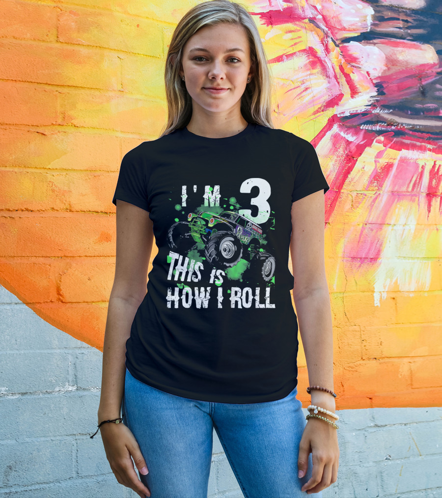 I'm 3 This Is How I Roll Kids Monster Truck T-Shirt
