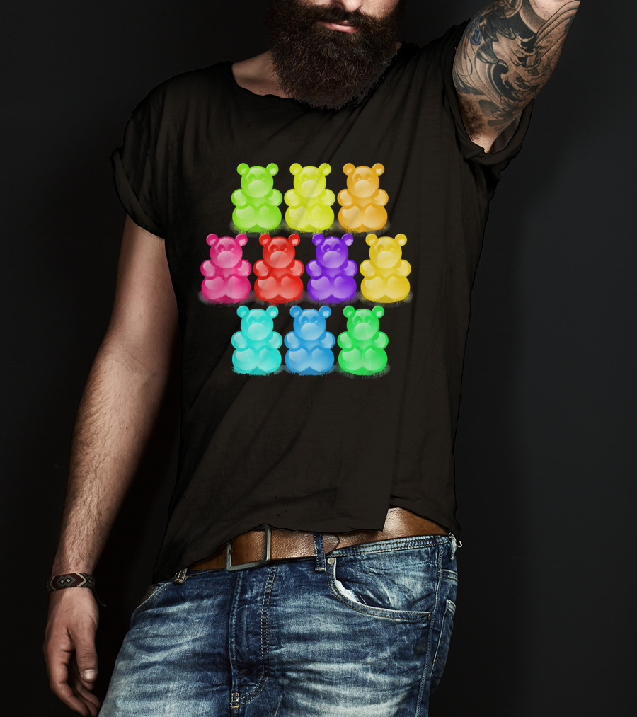 Chewy Bear Shaped Gummy Candy Delight In Vibrant Colors T-Shirt