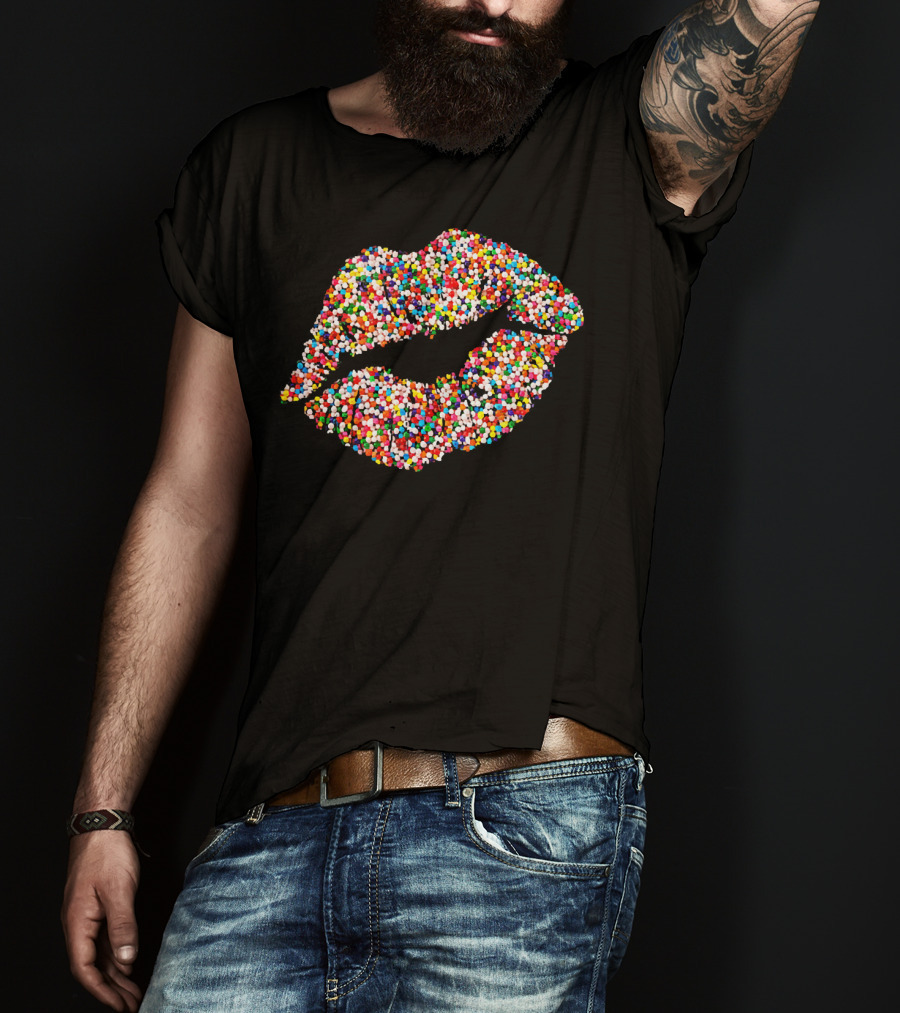Candy Sprinkles Lipstick Kiss Lips T-Shirt