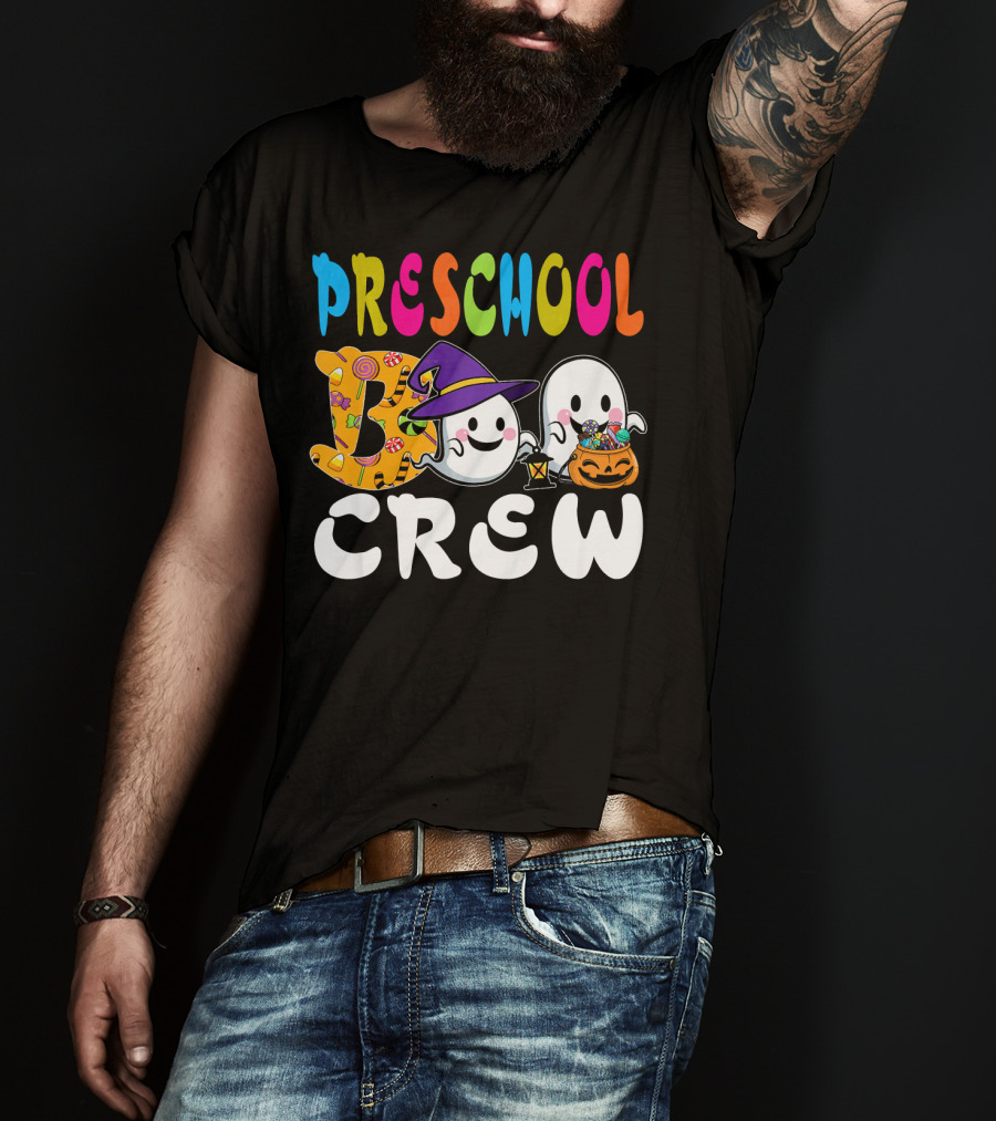 Preschool Boo Crew Halloween Ghosts Candy Wizard Hat T-Shirt