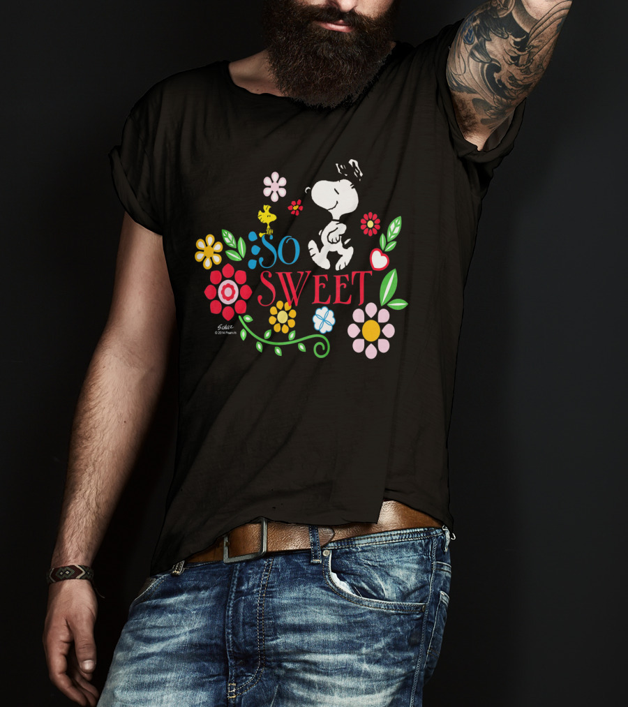 Snoopy Woodstock So Sweet Floral Bliss Peanuts T-Shirt