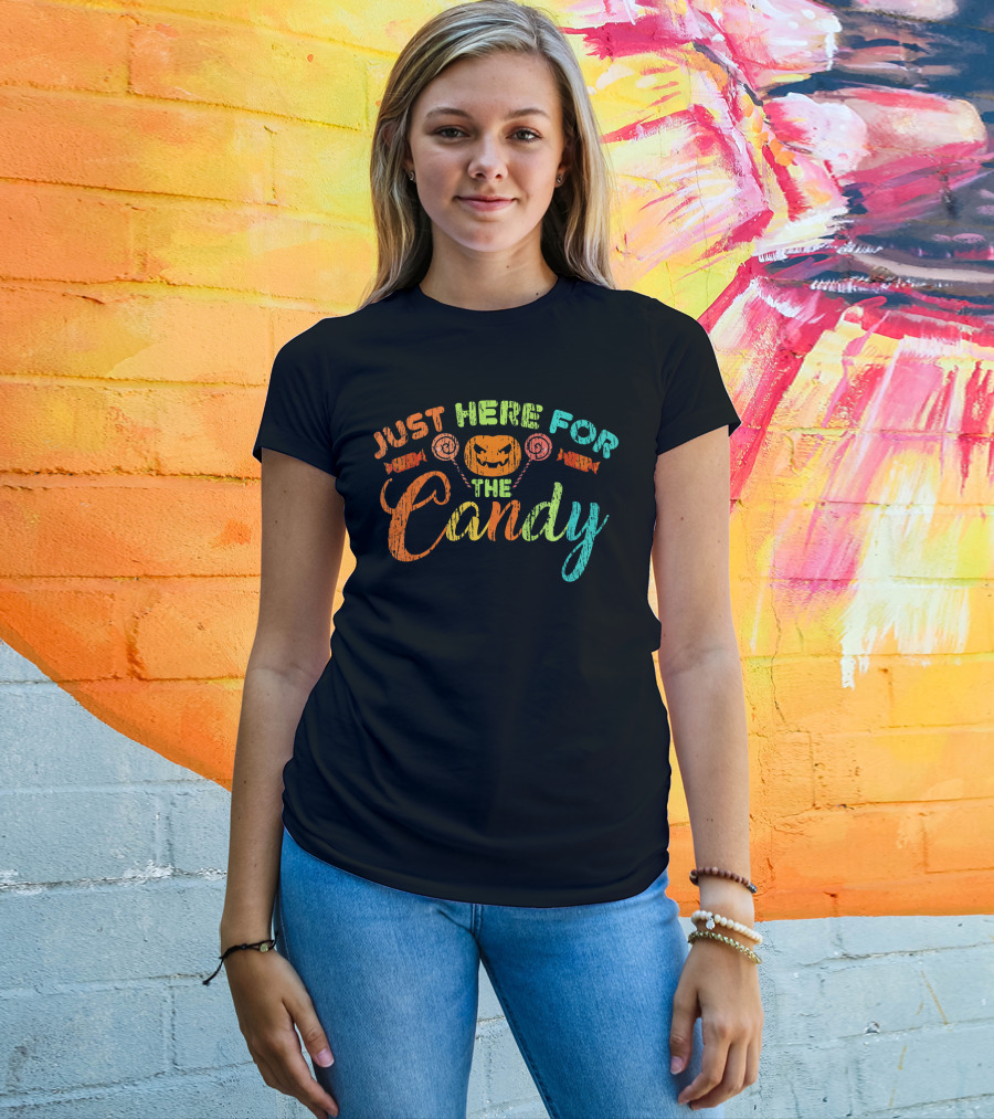 Just Here For The Candy Halloween Jack-O'-Lantern Lollipops T-Shirt