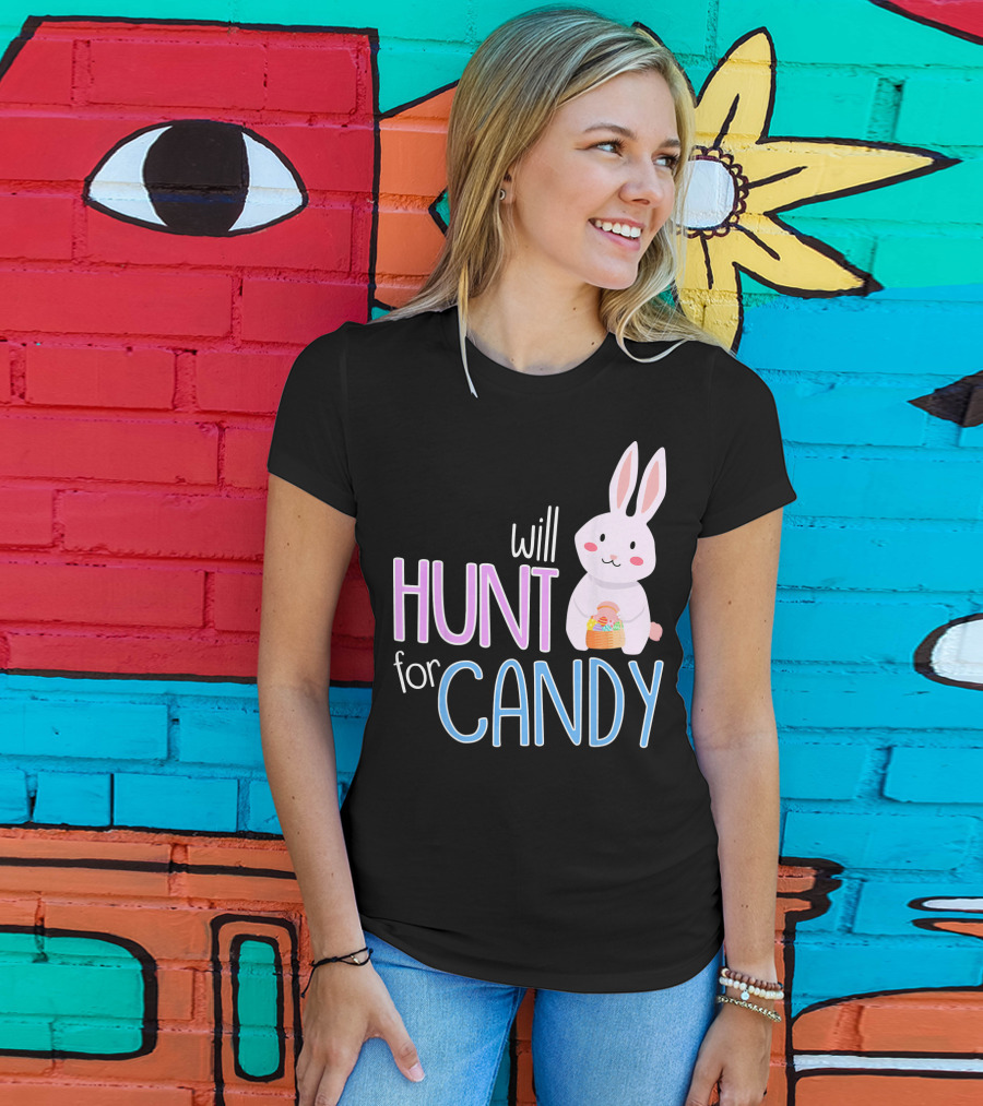 Will Hunt For Candy Bunny Easter Kids Funny Egg T-Shirt