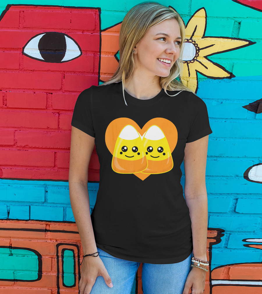 Love Candy Corn Cute Heart Kawaii Candy Corn Duo T-Shirt