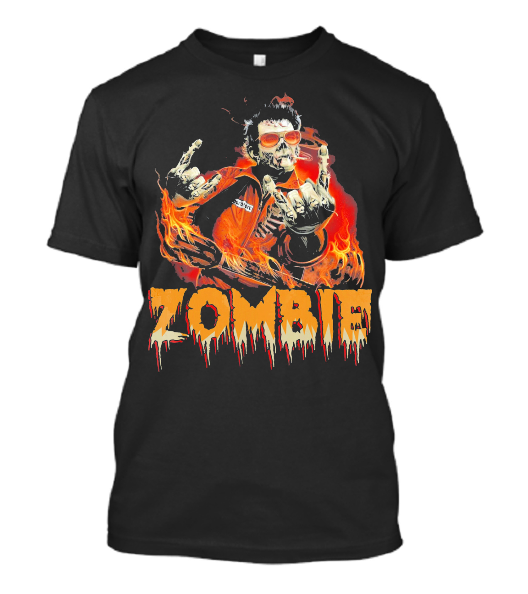 Zombie Metal Living Dead Rock On Fire T-Shirt
