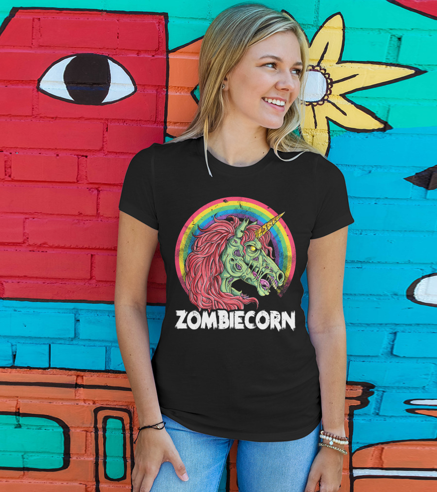 Zombiecorn Unicorn Zombie Rainbow T-Shirt