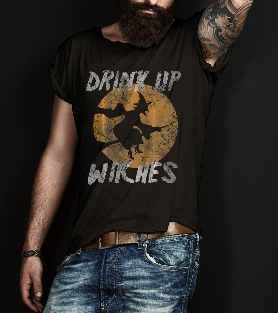 Drink Up Witches Vintage Halloween Moon T-Shirt