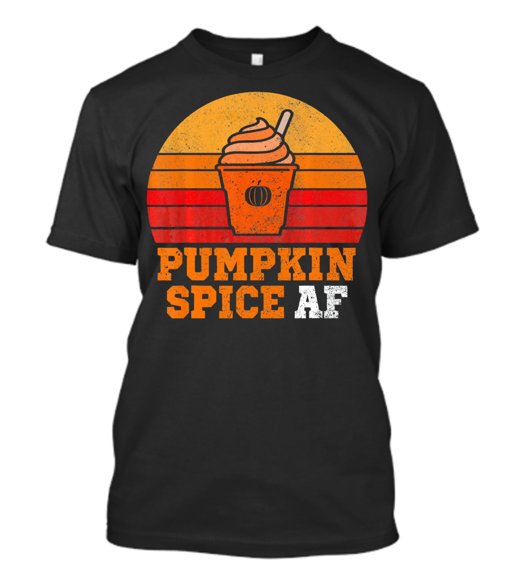 Pumpkin Spice AF Funny Men Husband Pumpkin Cup Retro Stripes T-Shirt