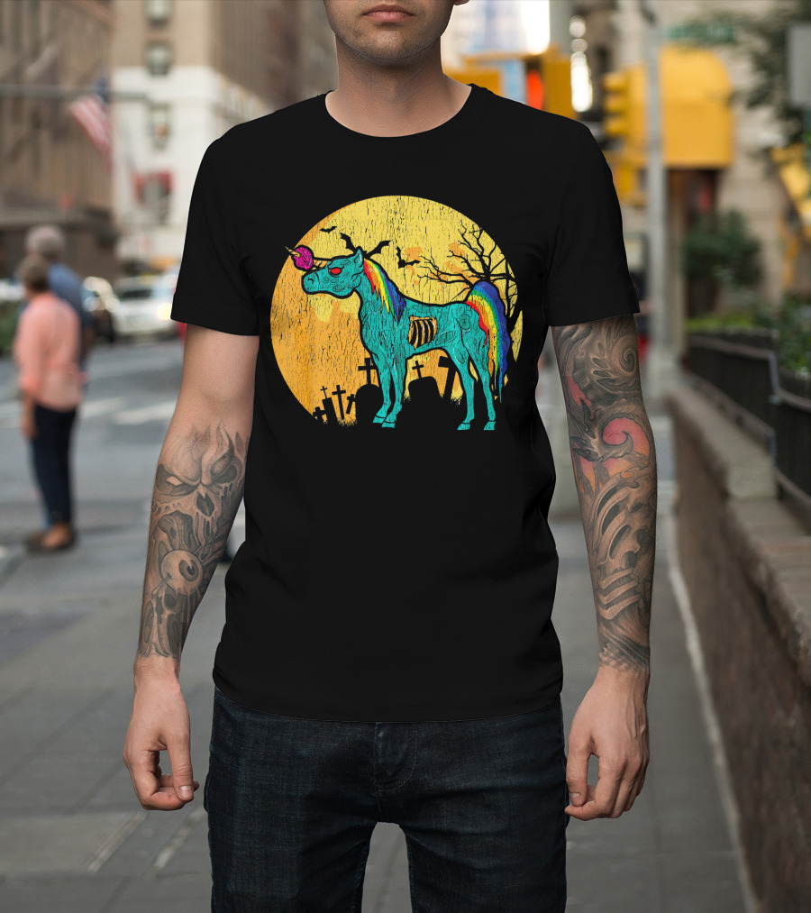 Zombie Unicorn Zombicorn Graveyard Night T-Shirt