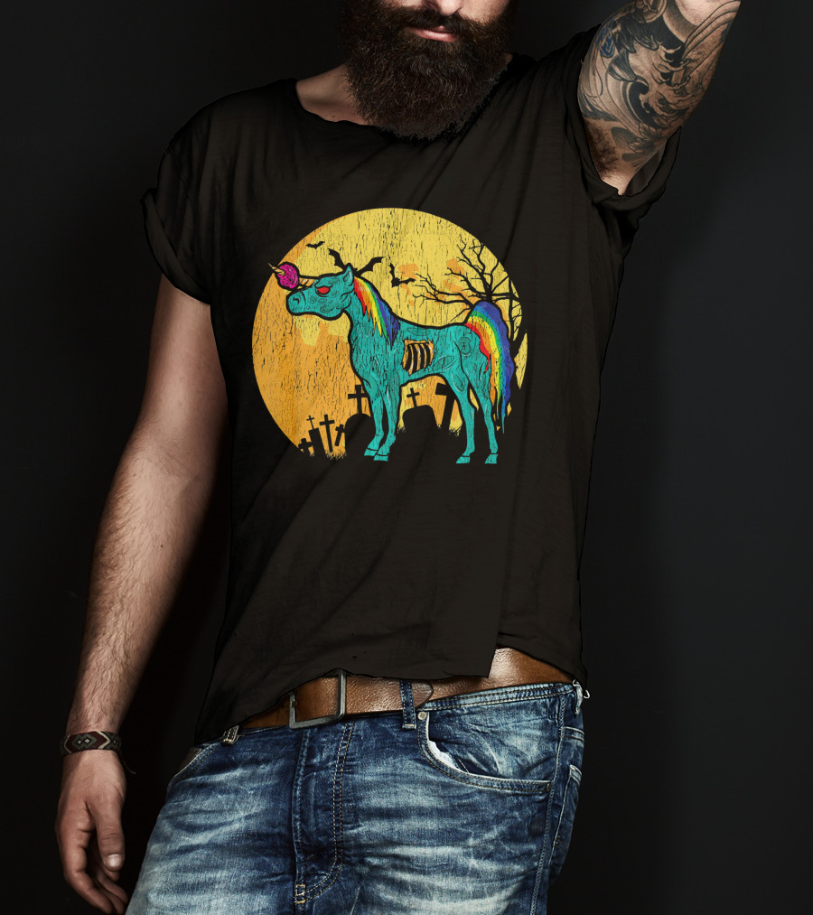 Zombie Unicorn Zombicorn Graveyard Night T-Shirt