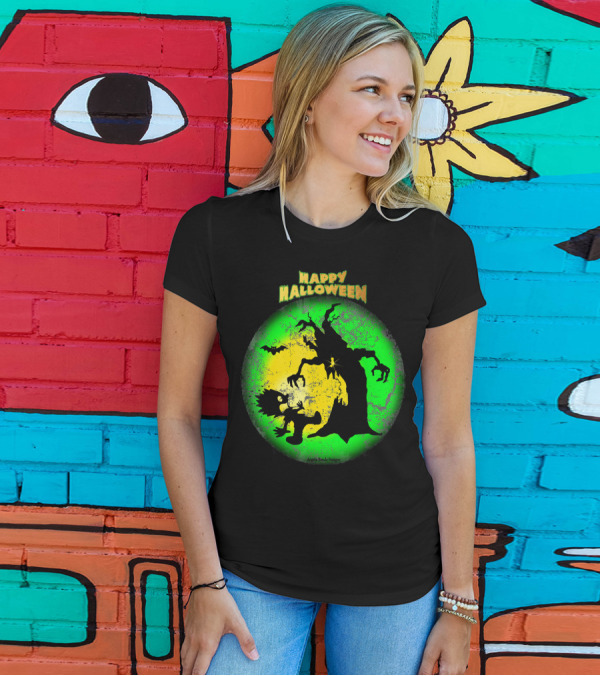 Happy Halloween Spooky Tree And Bat T-Shirt