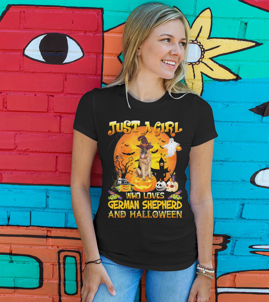 Just A Girl Who Loves German Shepherd And Halloween T-Shirt