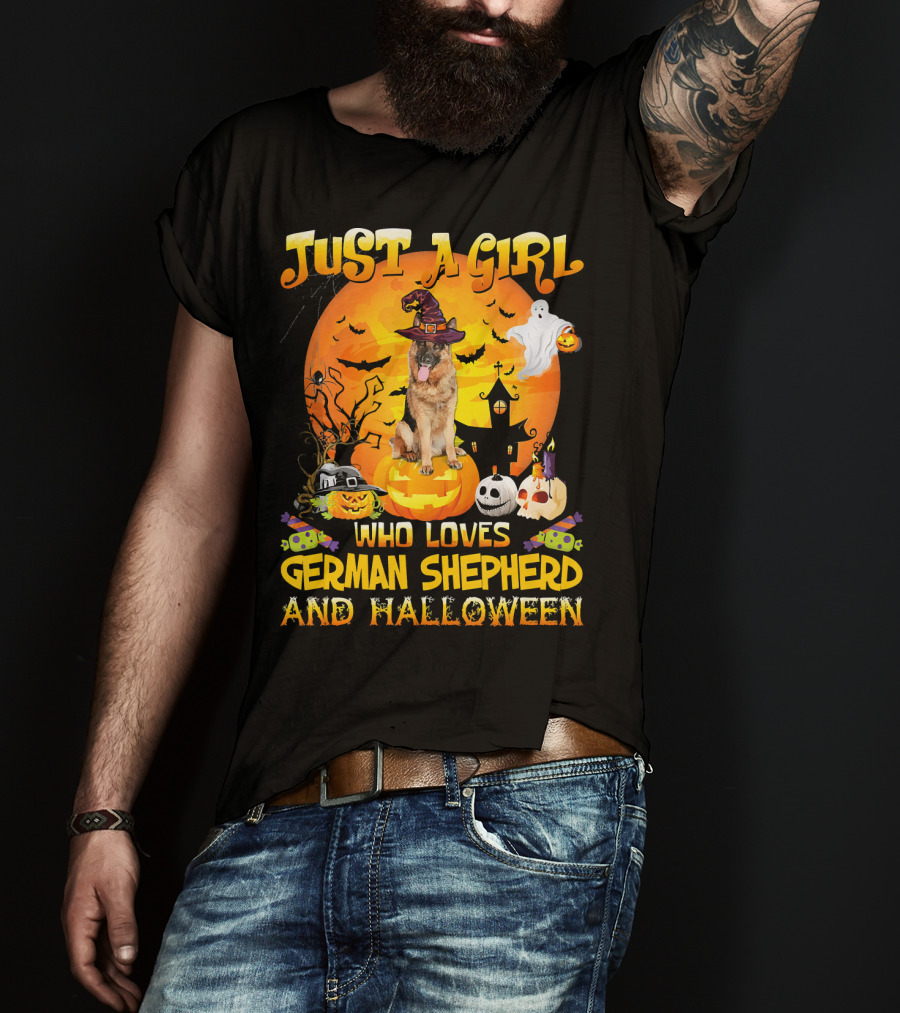 Just A Girl Who Loves German Shepherd And Halloween T-Shirt
