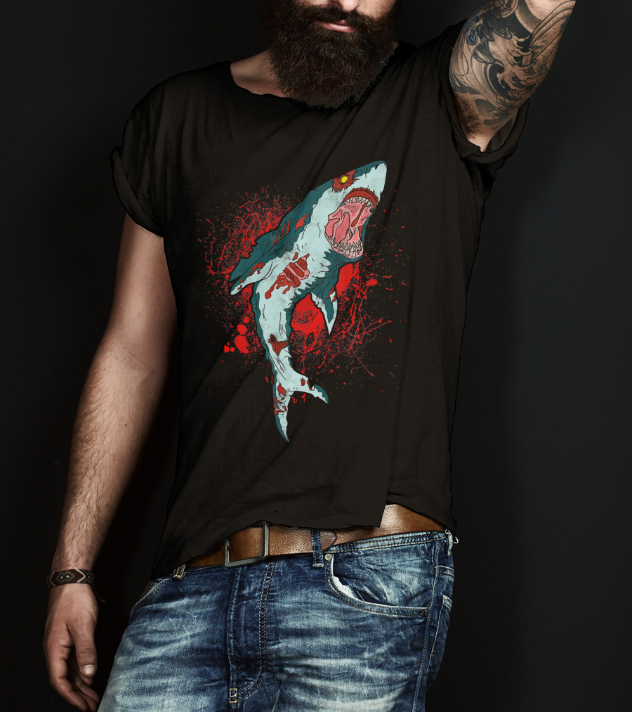 Zombie Bloody Shark Horror Apocalypse T-Shirt