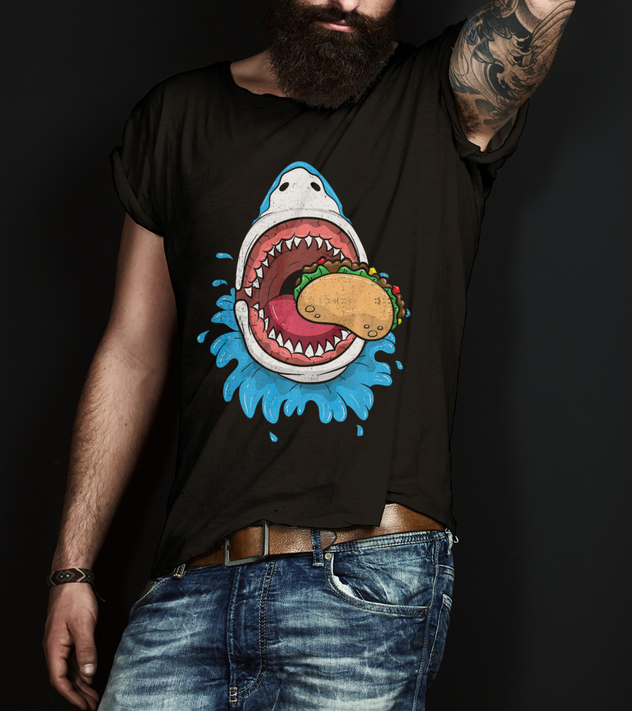 Halloween Shark Eating Taco Mexica Splash T-Shirt