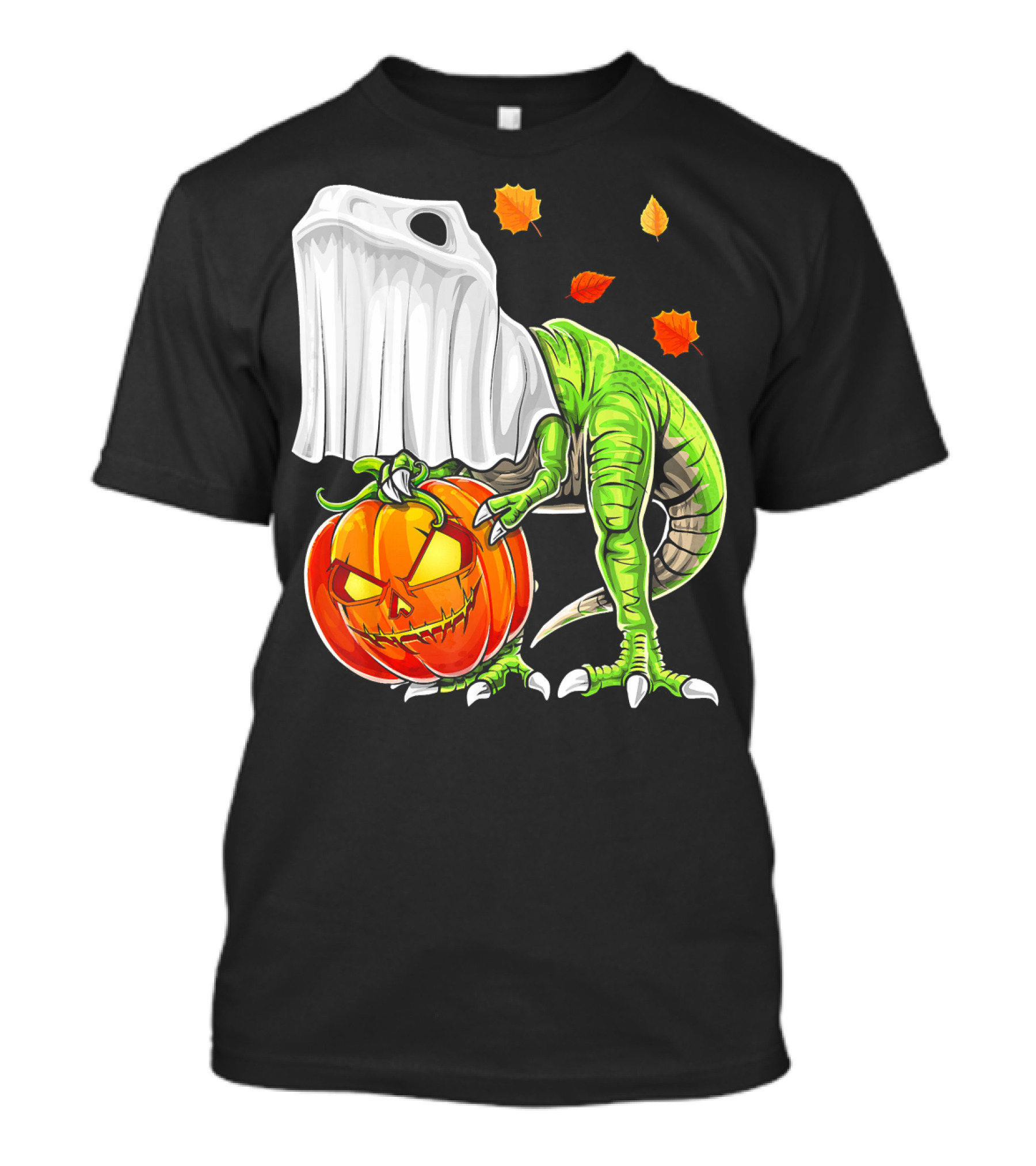 Halloween Dinosaur Ghost Pumpkin Jack Leaves T-Shirt