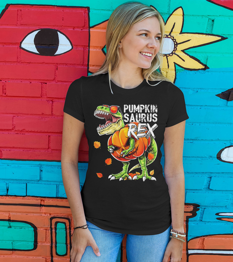 Pumpkinsaurus Rex Halloween Dinosaur Pumpkin Jack O Lantern T-Shirt
